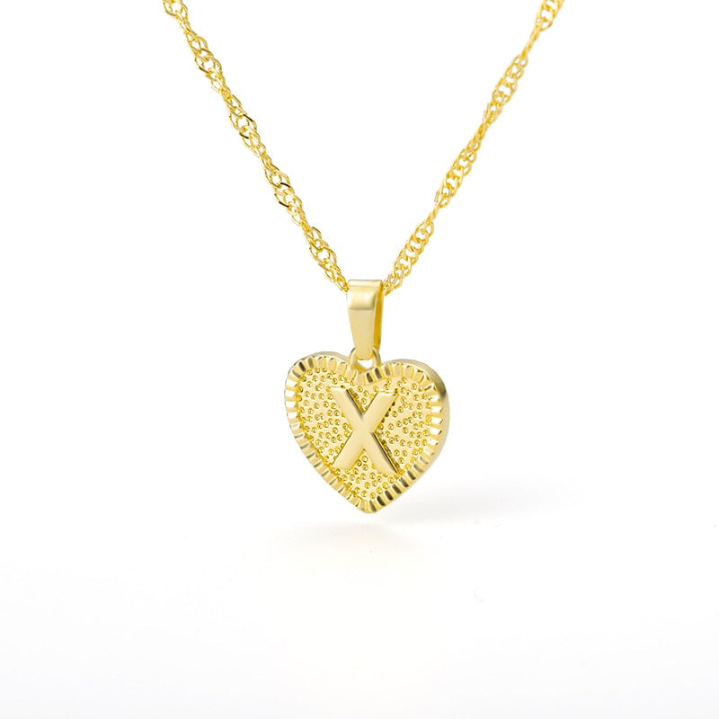A-Z Initial Letter Heart Pendant Necklace