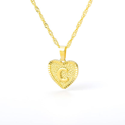 A-Z Initial Letter Heart Pendant Necklace