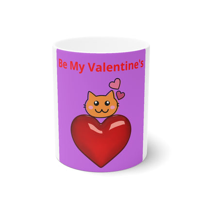 White Ceramic Mug, 11oz and 15oz -My Valentines Cat