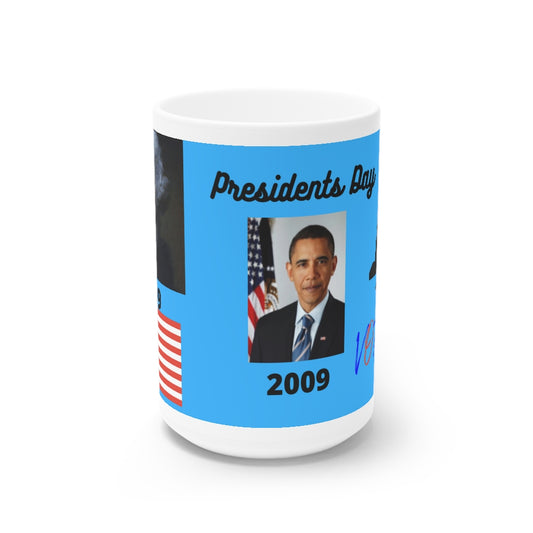 White Ceramic Mug, 11oz and 15oz - Presidents Day