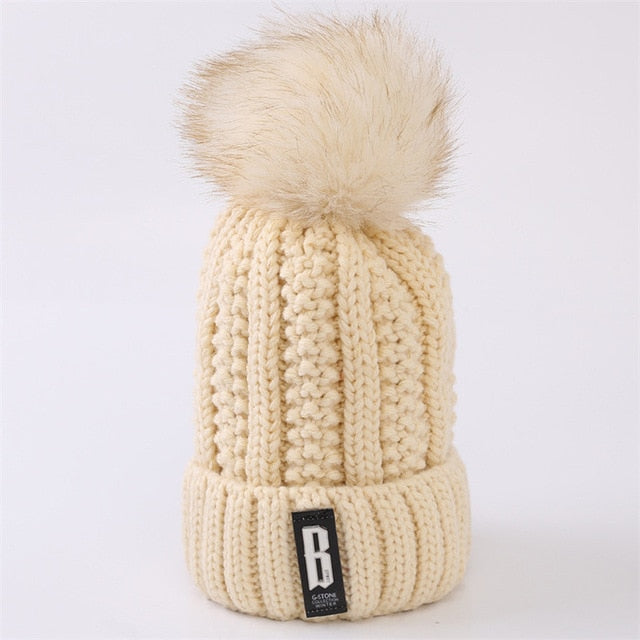 Brand Winter knitted Beanies Hats Women Thick Warm Beanie Skullies Hat Female knit Letter Bonnet Beanie Caps Outdoor Riding Sets