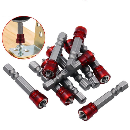1/4&quot; Screwdriver Bits Red Head Magnet Driver Hex Shank With Magnetizer Cross Magnetic Bit Hand Electric Screw Tool Accessories