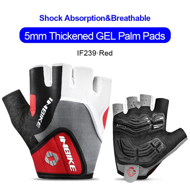 INBIKE Shockproof GEL Pad Cycling Gloves Half Finger Sport Gloves Men Women Summer Bicycle Gym Fitness Gloves MTB Bike Gloves
