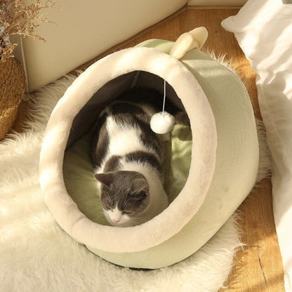 PTHAFUN Cozy Cat Bed Cute Basket Breathable Cushion For Medium Small Pet Sleeping Mat Dog Warm Plush Sleeping Bag Pet Supplies