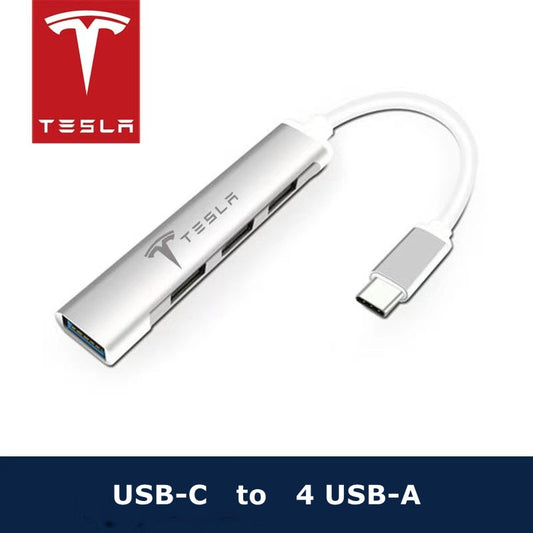 Car USB Extender HUB Multi Splitter Adapter OTG For Tesla Model 3 2021 Accessories USB Splitter Hub Docking Station