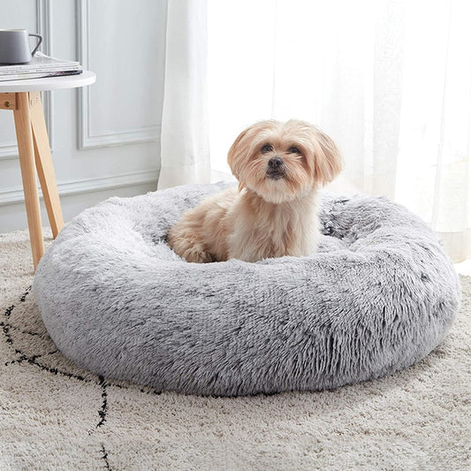 Pet Bed Dog Round Bed Cat Coussin Chien Cama Perro Long Plush Puppy Cat Cushion Mat Portable Supplies Washable Pet Accessories