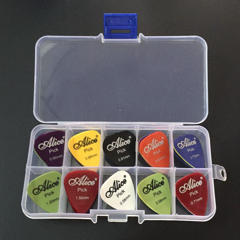 30 guitar picks 1 box case Alice acoustic electric bass pic plectrum mediator guitarra musical instrument thickness mix 0.58-1.5